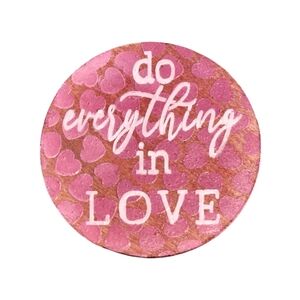 Hand Painted Pink Heart 6" Small Round Sign - Inspirational Decor